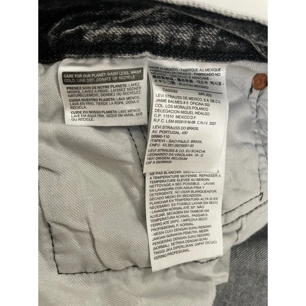 Levi's 501 CT Acid Wash Jeans 40x32 Black Button Fly Grunge Tapered